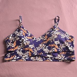Fabletics Purple and Orange Floral Low Impact Sports Bra